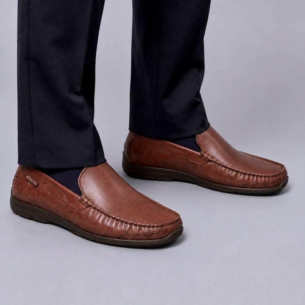 Mephisto Cool Air Brown Leather Slip On Loafers Mens US 10.5 EUR 10 Portug